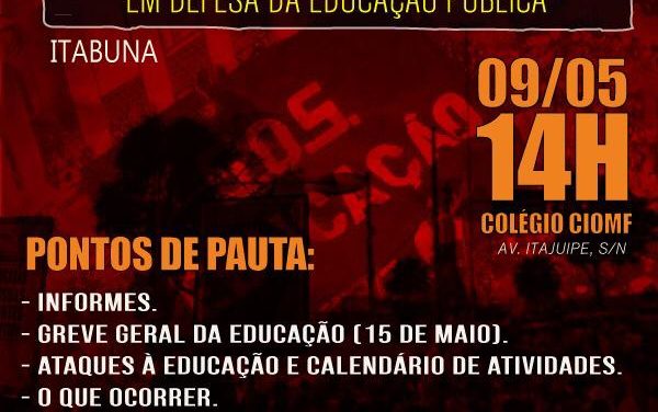 REUNIÃO AMPLIADA, EM DEFESA DA EDUCAÇÃO PÚBLICA