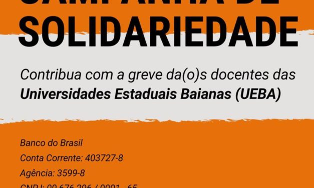 ANDES-SN  lança campanha de fundo de solidariedade aos docentes das UEBA