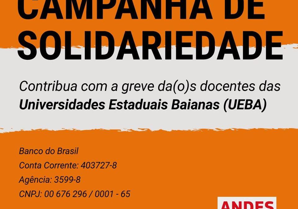 ANDES-SN  lança campanha de fundo de solidariedade aos docentes das UEBA