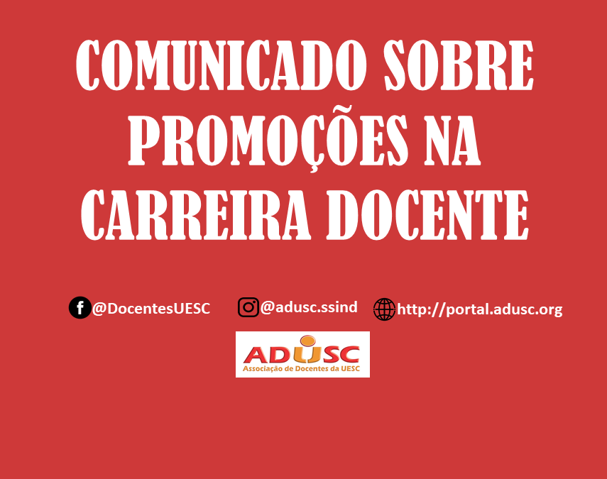 ﻿Reitoria responde ofício da ADUSC sobre encaminhamento das promoções