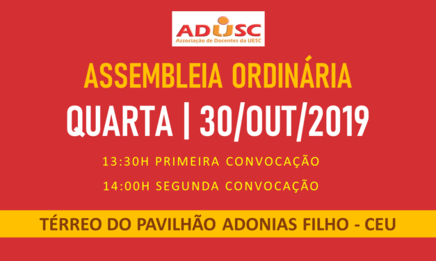 CONVOCAÇÃO DE ASSEMBLEIA: PRÓXIMA QUARTA-FEIRA