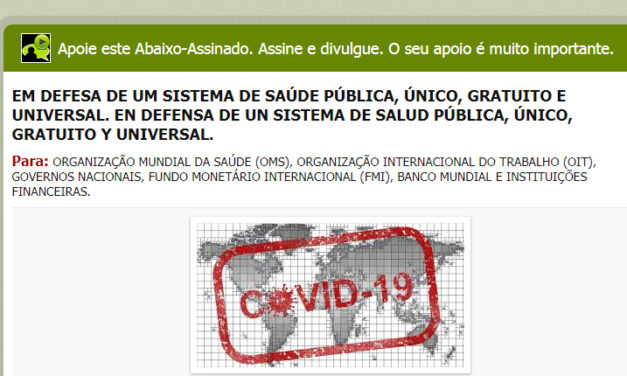 Petição pública: Em defesa de um sistema de saúde público, único, gratuito e universal