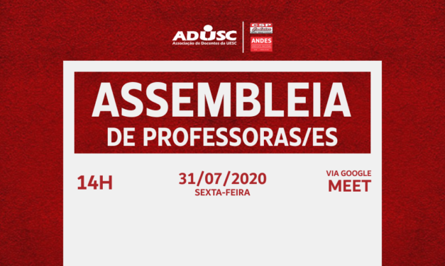 ADUSC convoca Assembleia de docentes para esta sexta-feira (31)