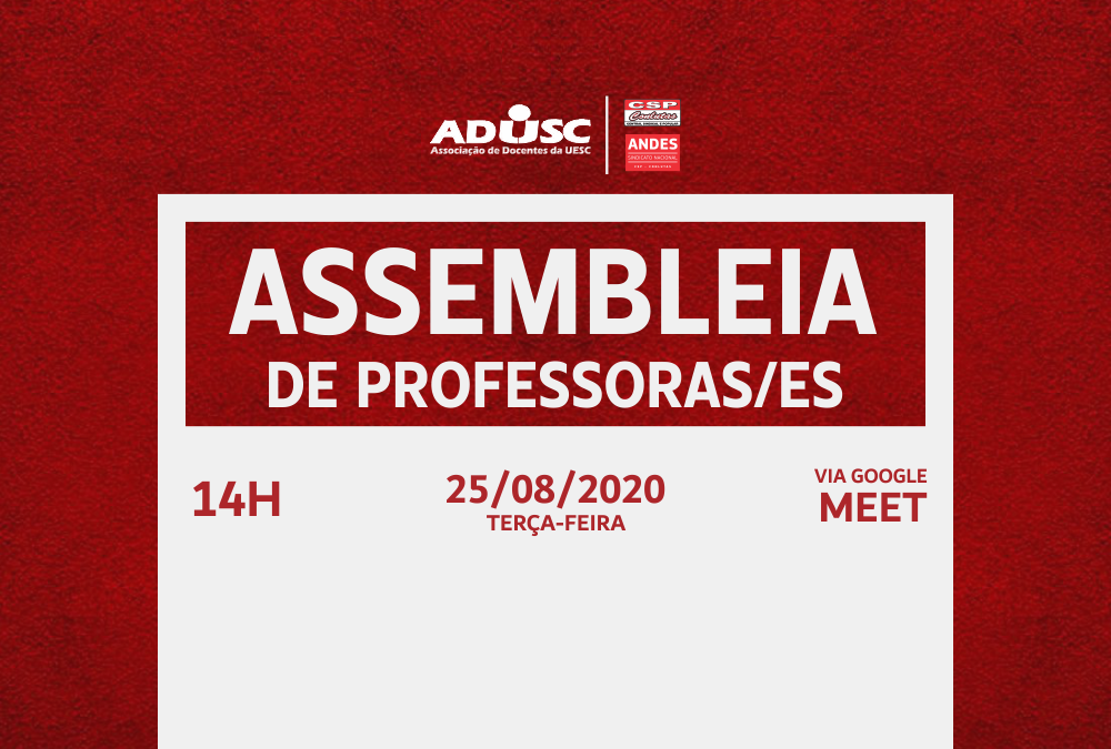 ADUSC convoca assembleia de professores para terça-feira (25)