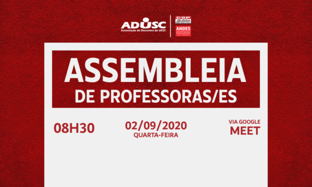 ADUSC convoca professores para assembleia extraordinária