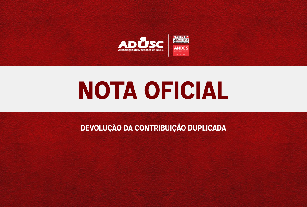 NOTA: DEVOLUÇÃO DA CONTRIBUIÇÃO DUPLICADA