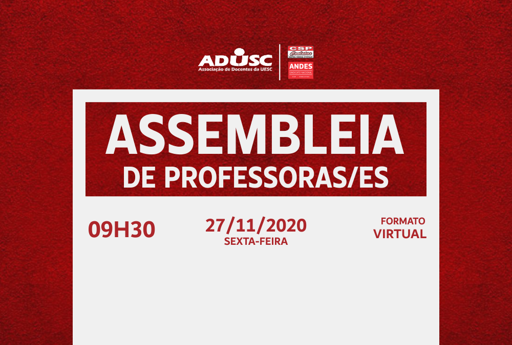 ADUSC convoca docentes para Assembleia Extraordinária