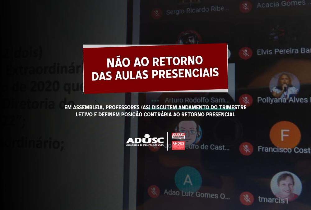 Assembleia de professores (as) discute ensino remoto e define posição contrária ao retorno das aulas presenciais