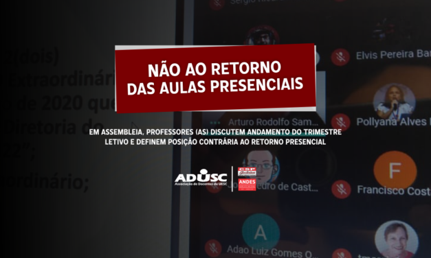 Assembleia de professores (as) discute ensino remoto e define posição contrária ao retorno das aulas presenciais