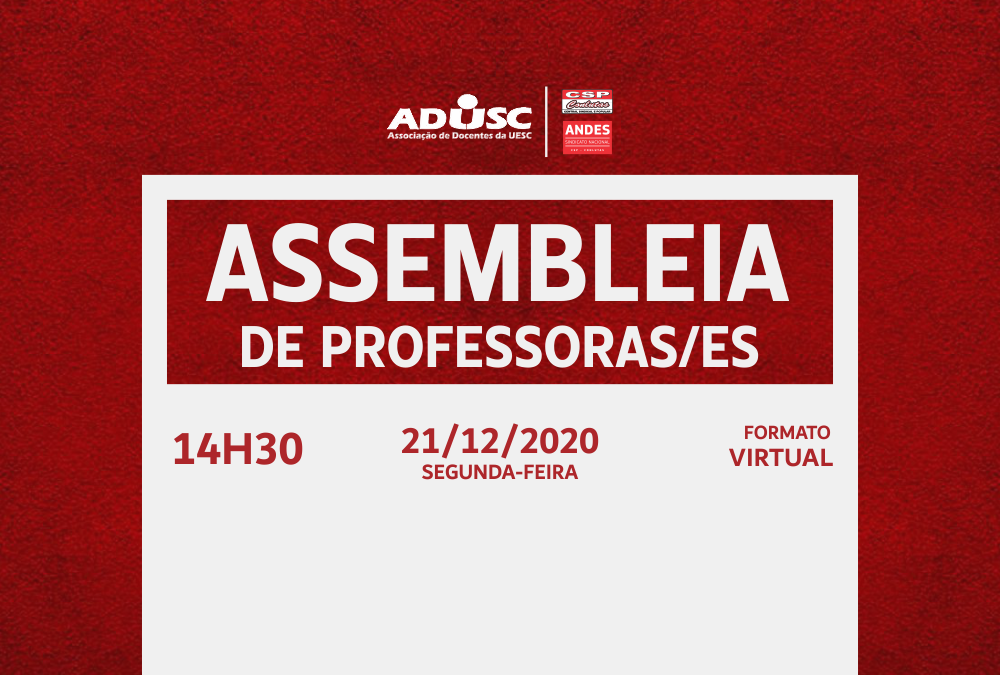 ADUSC convoca professores (as) para Assembleia Extraordinária