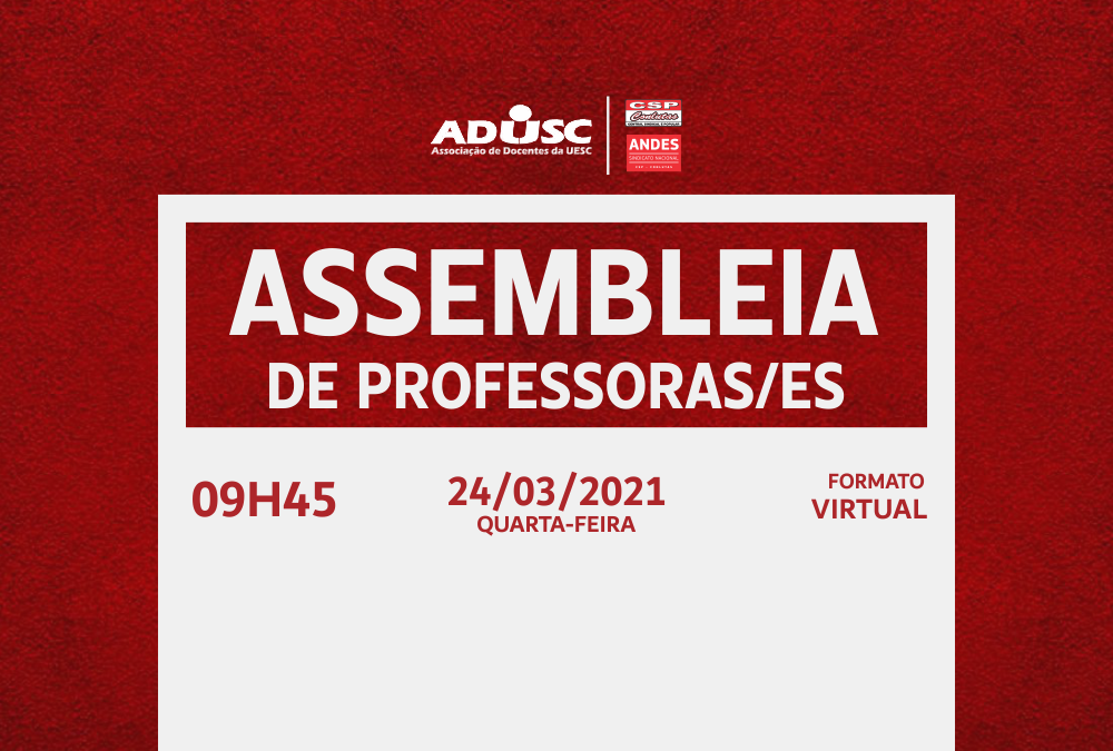 ADUSC convoca Assembleia para esta quarta-feira (24)