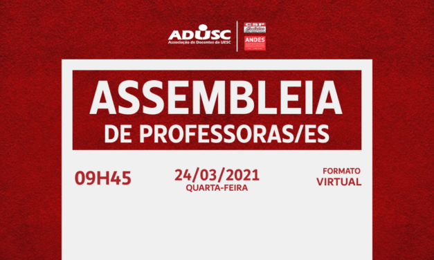 ADUSC convoca Assembleia para esta quarta-feira (24)