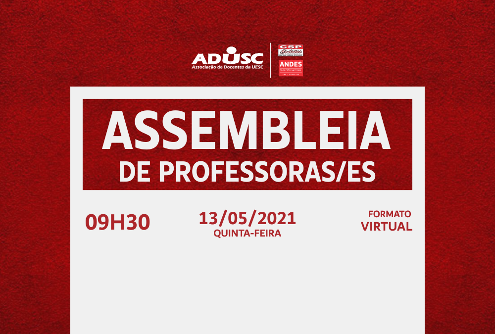 ADUSC convoca professores/as para assembleia nessa quinta (13)