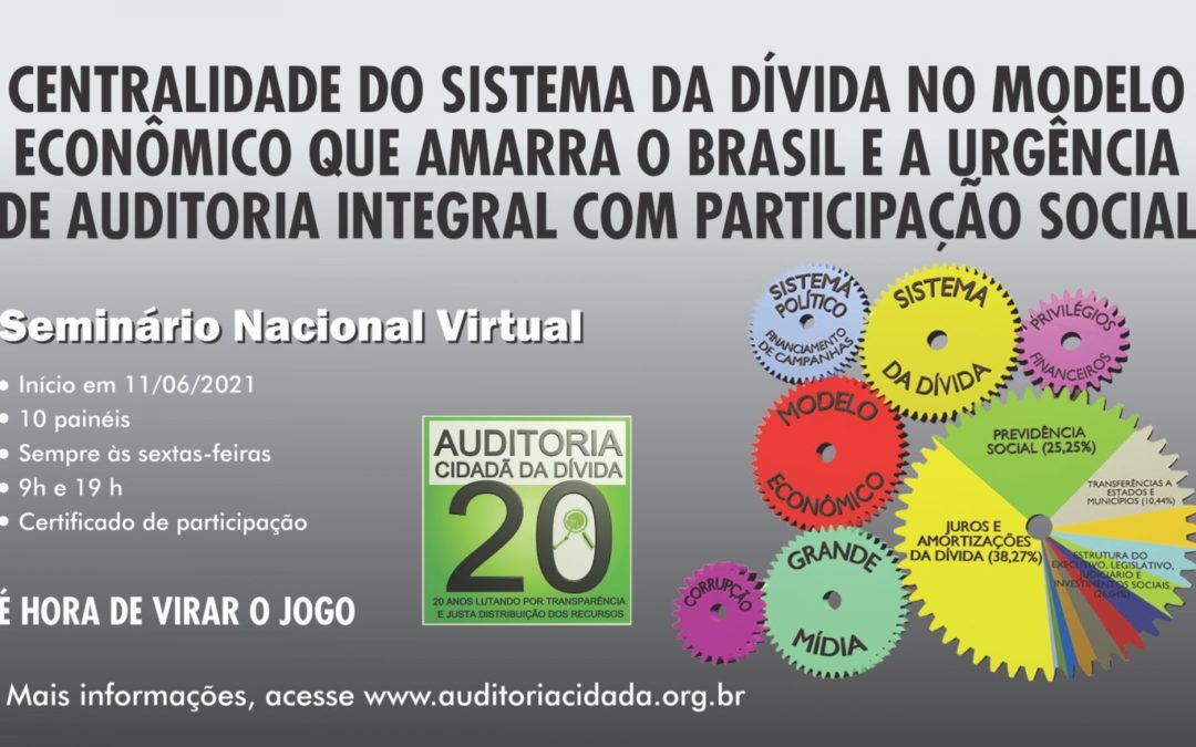 Auditoria Cidadã realiza seminário nacional sobre Sistema da Dívida a partir de sexta (11)