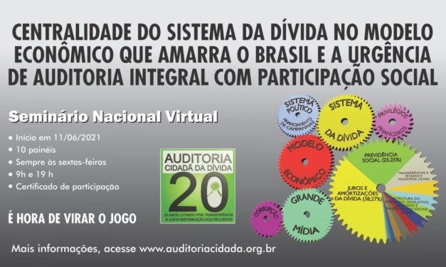 Auditoria Cidadã realiza seminário nacional sobre Sistema da Dívida a partir de sexta (11)