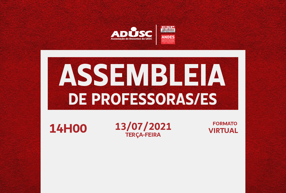 ADUSC convoca Assembleia para discutir retorno presencial na UESC