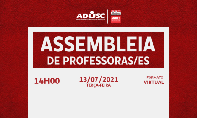 ADUSC convoca Assembleia para discutir retorno presencial na UESC