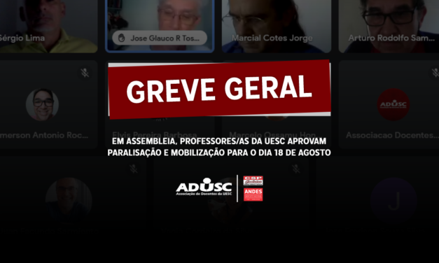 Professores/as aprovam paralisação para o dia 18 de agosto