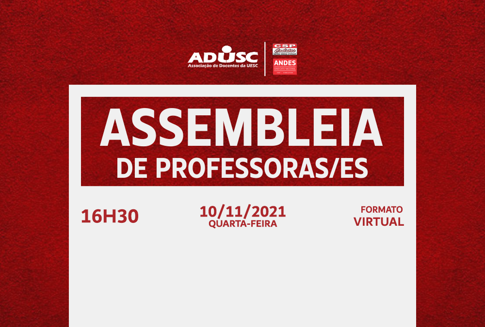 ADUSC convoca Assembleia de Docentes para quarta-feira (10)