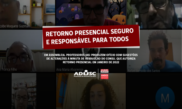 Assembleia de professores (as) discute minuta de resolução do consu que autoriza retorno presencial