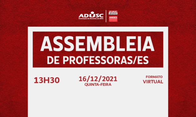 ADUSC convoca categoria para Assembleia Extraordinária