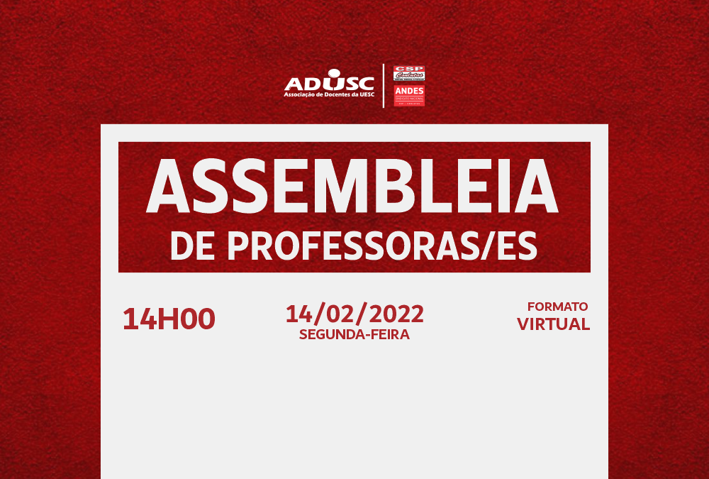 ADUSC convoca Assembleia Extraordinária para próxima segunda-feira (14)