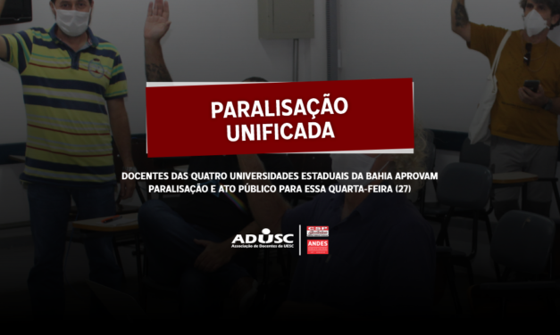 Docentes aprovam paralisação para quarta-feira (27)
