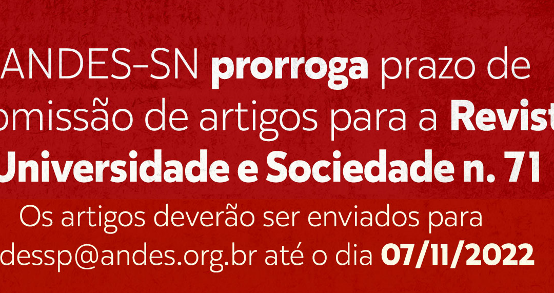 Prazo para envio de artigos para 71ª Universidade e Sociedade é prorrogado