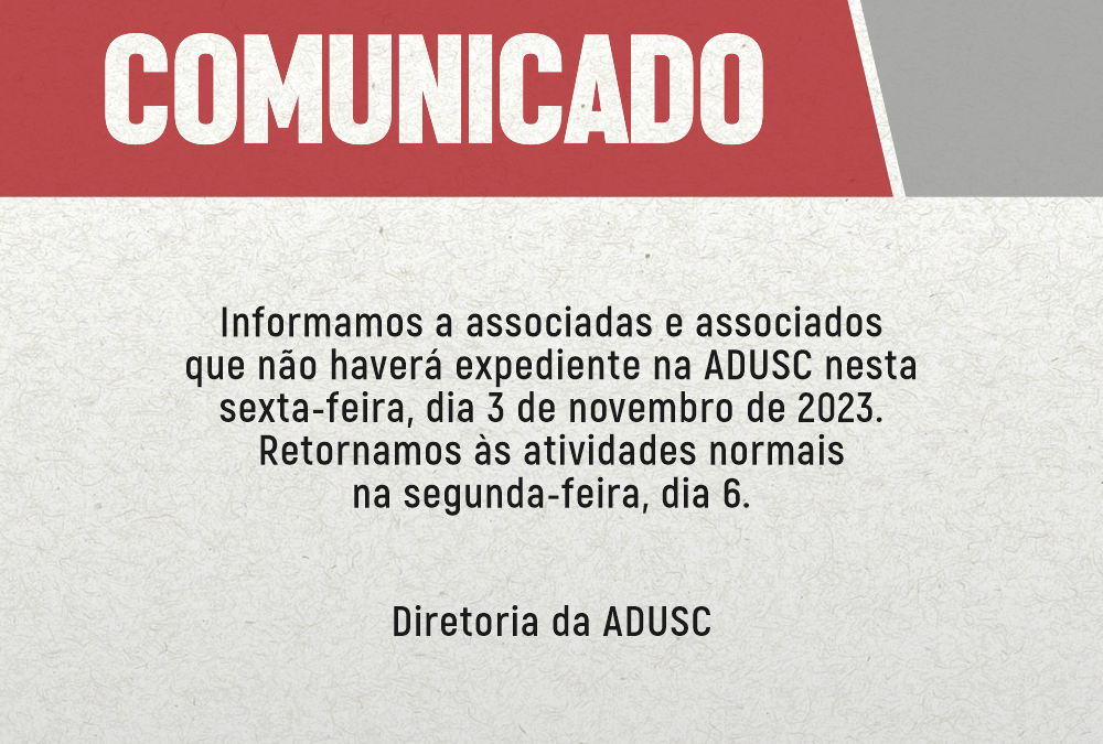 COMUNICADO: Suspensão de expediente