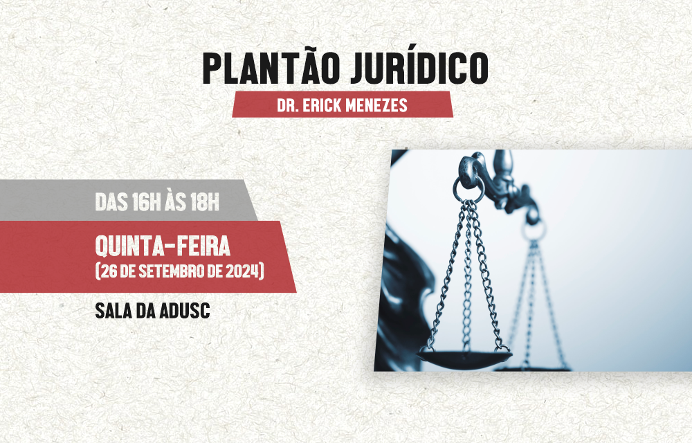 Confira data do plantão jurídico em setembro