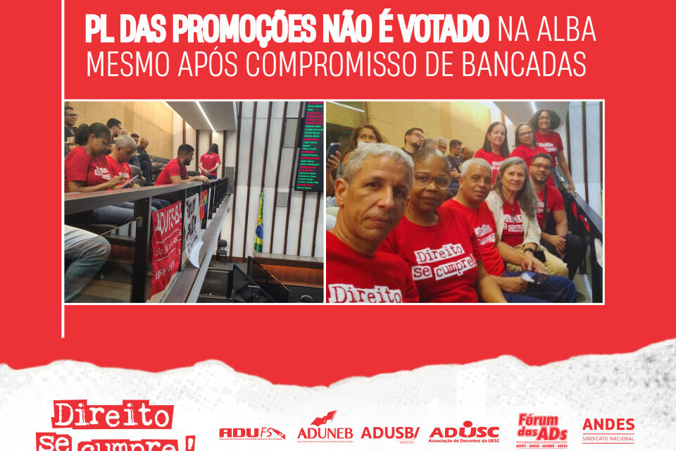 PL das Promoções não é votado na ALBA mesmo após compromisso de bancadas