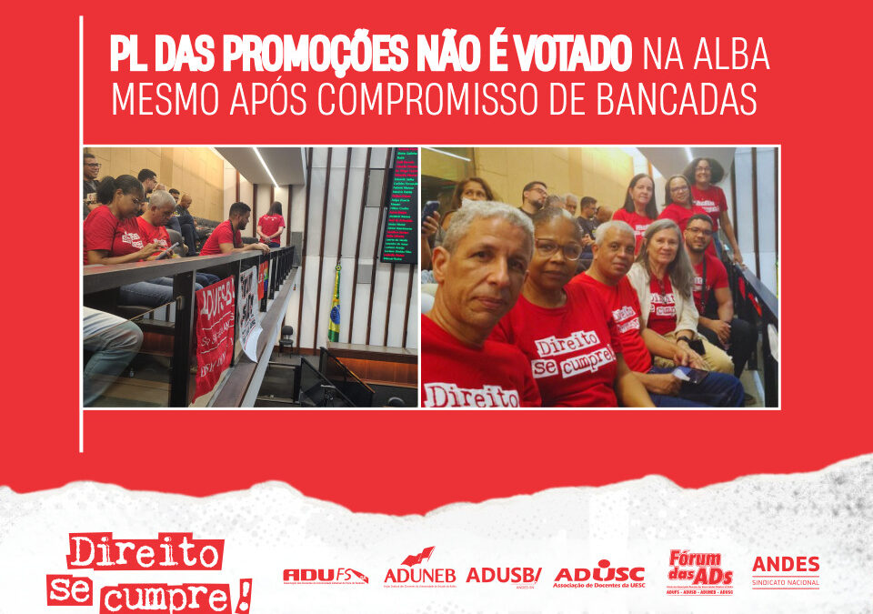 PL das Promoções não é votado na ALBA mesmo após compromisso de bancadas