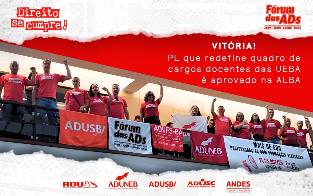 Vitória! PL que redefine quadro de cargos docentes das UEBA é aprovado na ALBA