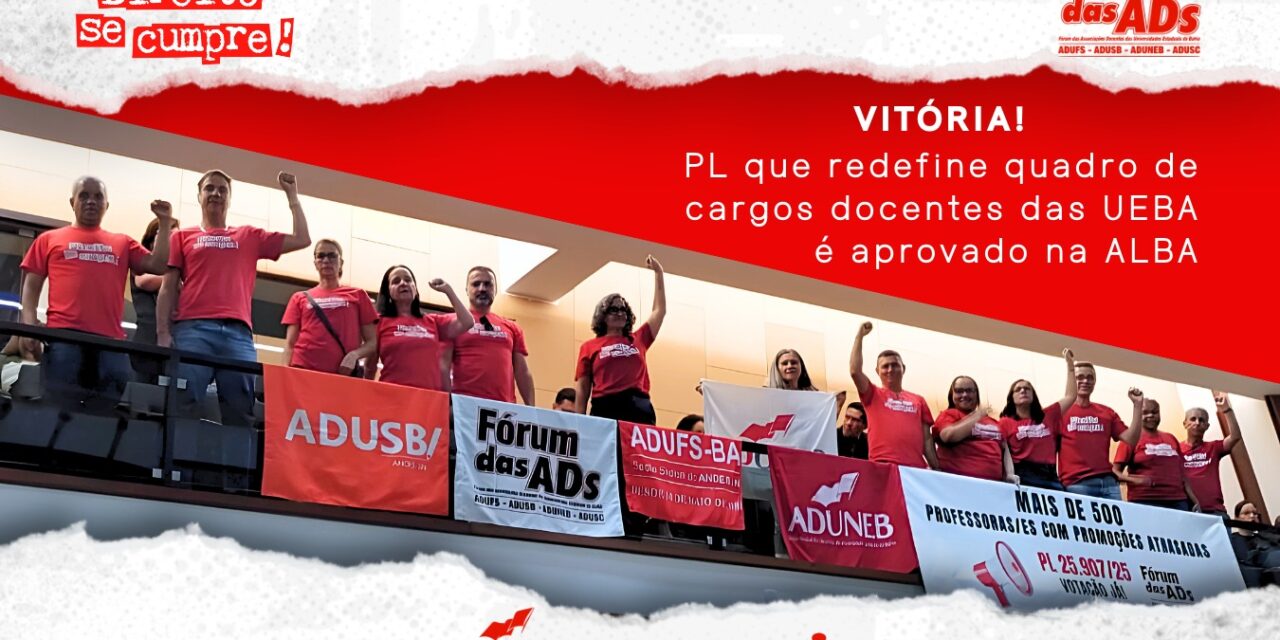 Vitória! PL que redefine quadro de cargos docentes das UEBA é aprovado na ALBA