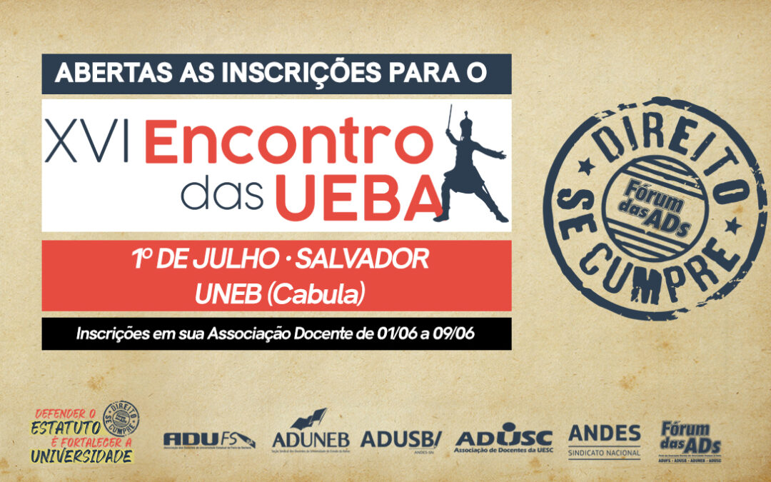 Abertas as inscrições para o XVI Encontro das UEBA