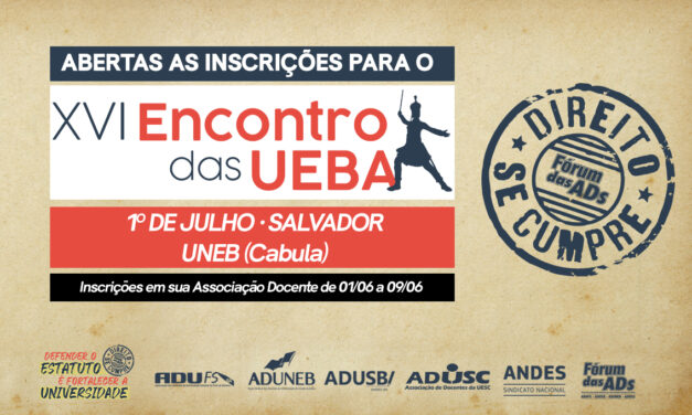 Abertas as inscrições para o XVI Encontro das UEBA